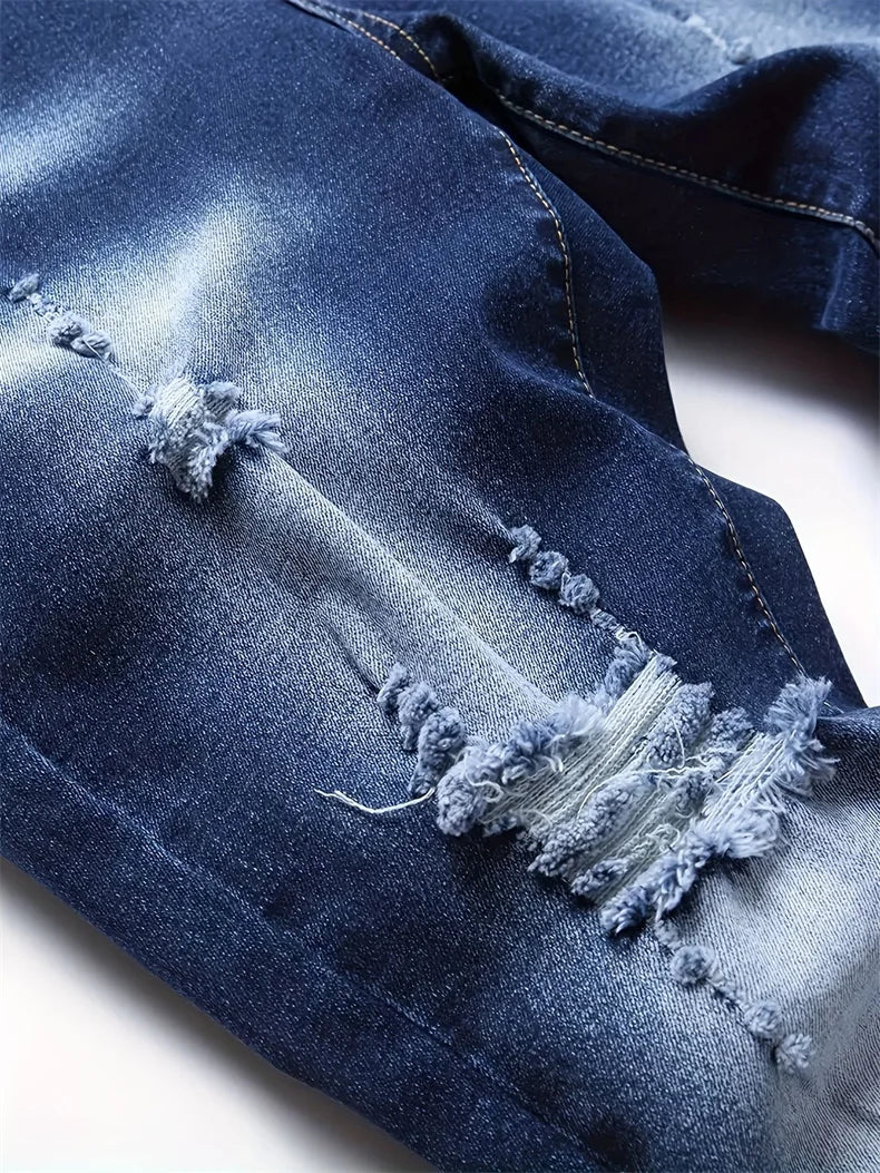 Riding Motorcycle Mens Pants Hip Hop Ripped Skinny Jeans Breathable Casual Fashion Blue Denim Trousers Streetwear Men Clothing