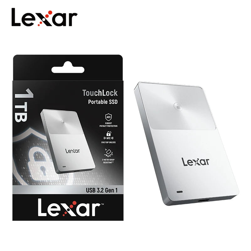 Lexar TouchLock Portable SSD Encryption Solid State Drive 512GB 1TB External Hard Drive USB 3.2 Type-C PSSD for iPhone 15 16 17