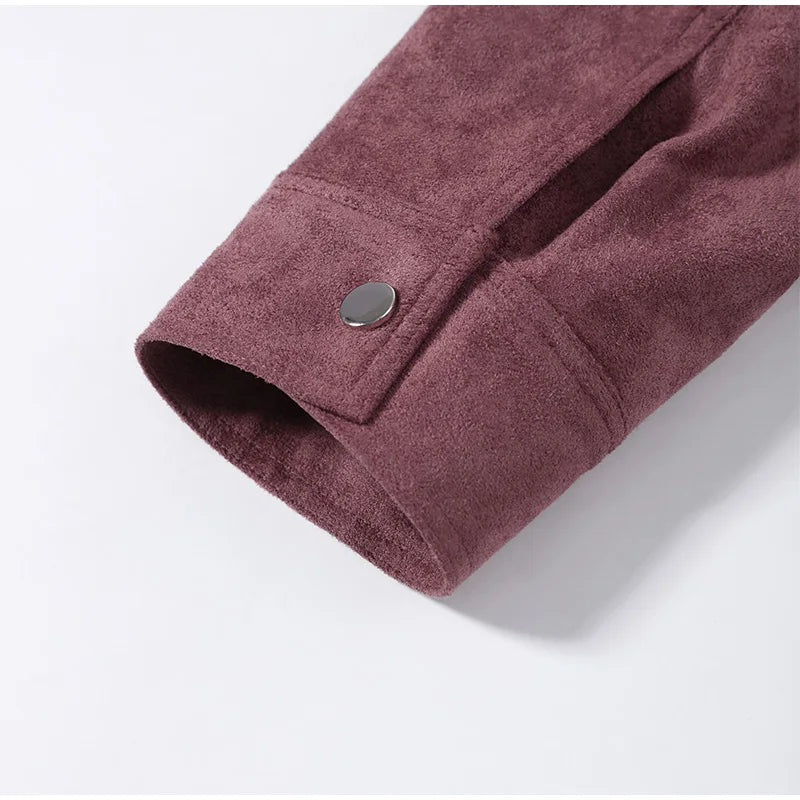 Women Dusty Faux Suede Bomber Jacket Stand Collar Zip Up Loose Drop Shoulder Elastic Hem Casual Fall Outerwear 2026 Fashion Coat