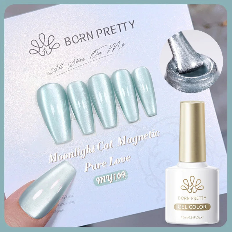 BORN PRETTY 10ml Silver Water Light Cat Magnetic Gel Nail Polish Nail Supplies Vernis Semi Permanent Gel for Fall Winter Nails