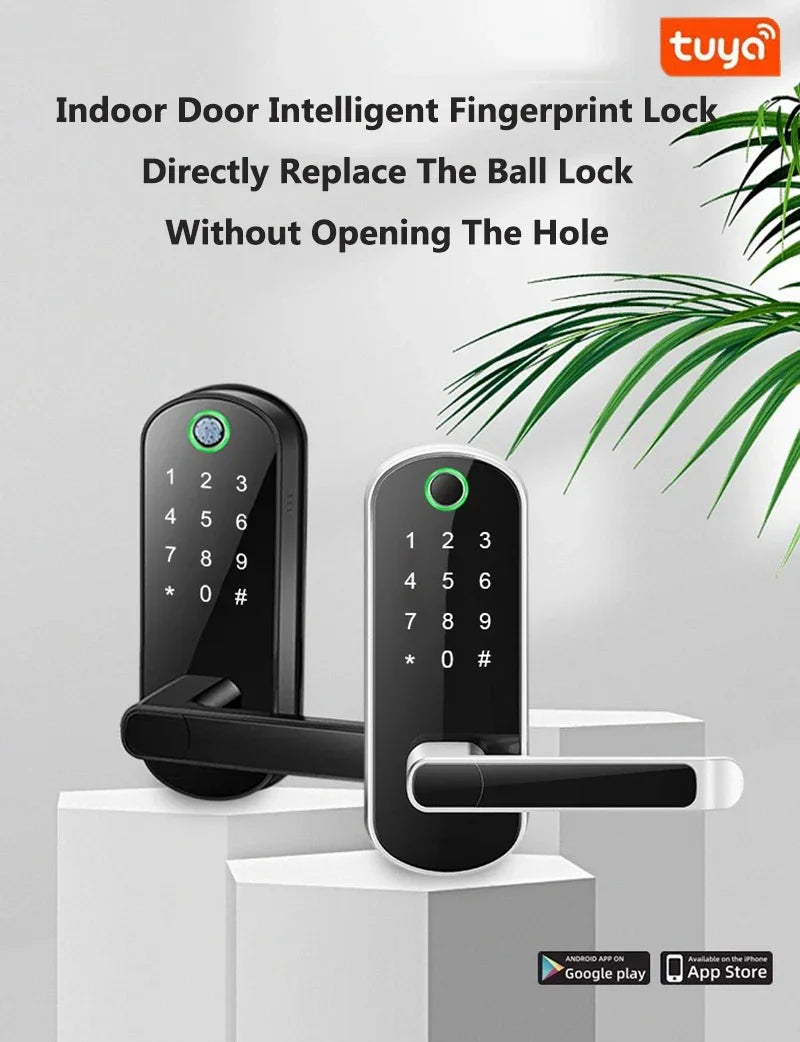 Tuya Smart Fingerprint Door Lock App Remote Control Keyless WIFI Digital Touchscreen Lock NFC with 2 IC Cards IP68 Waterproof