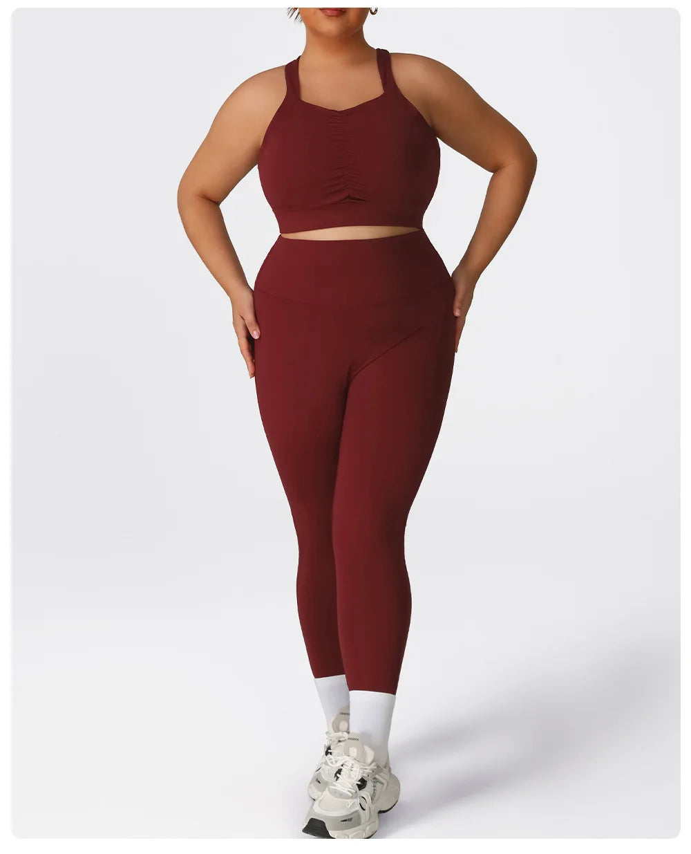 Plus Size Women Yoga 2 Piece Set Y Back Sports Bra High Waist Scrunch Butt Leggings Gym Set Fitness Workout Activewear Outfit
