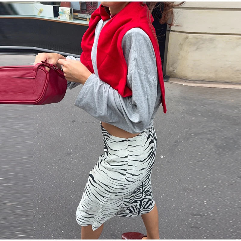 Fashion Zebra Print Women's Skirt High Waist Straight Loose Skirt Chic 2026 Spring Summer New Street Daily Wear Ladies Clothing