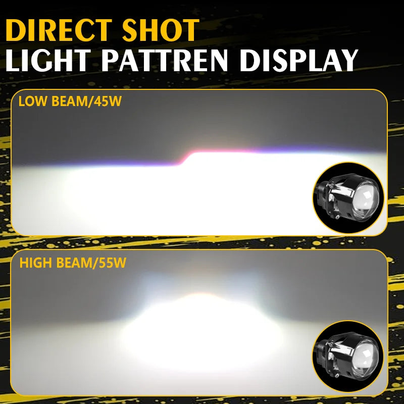 2pcs 2.5 Inch Bi‑LED Projector Lens High Low Beam Car Headlight Retrofit H7 H4 H11 Universal LED Headlamp Waterproof Auto Lamp