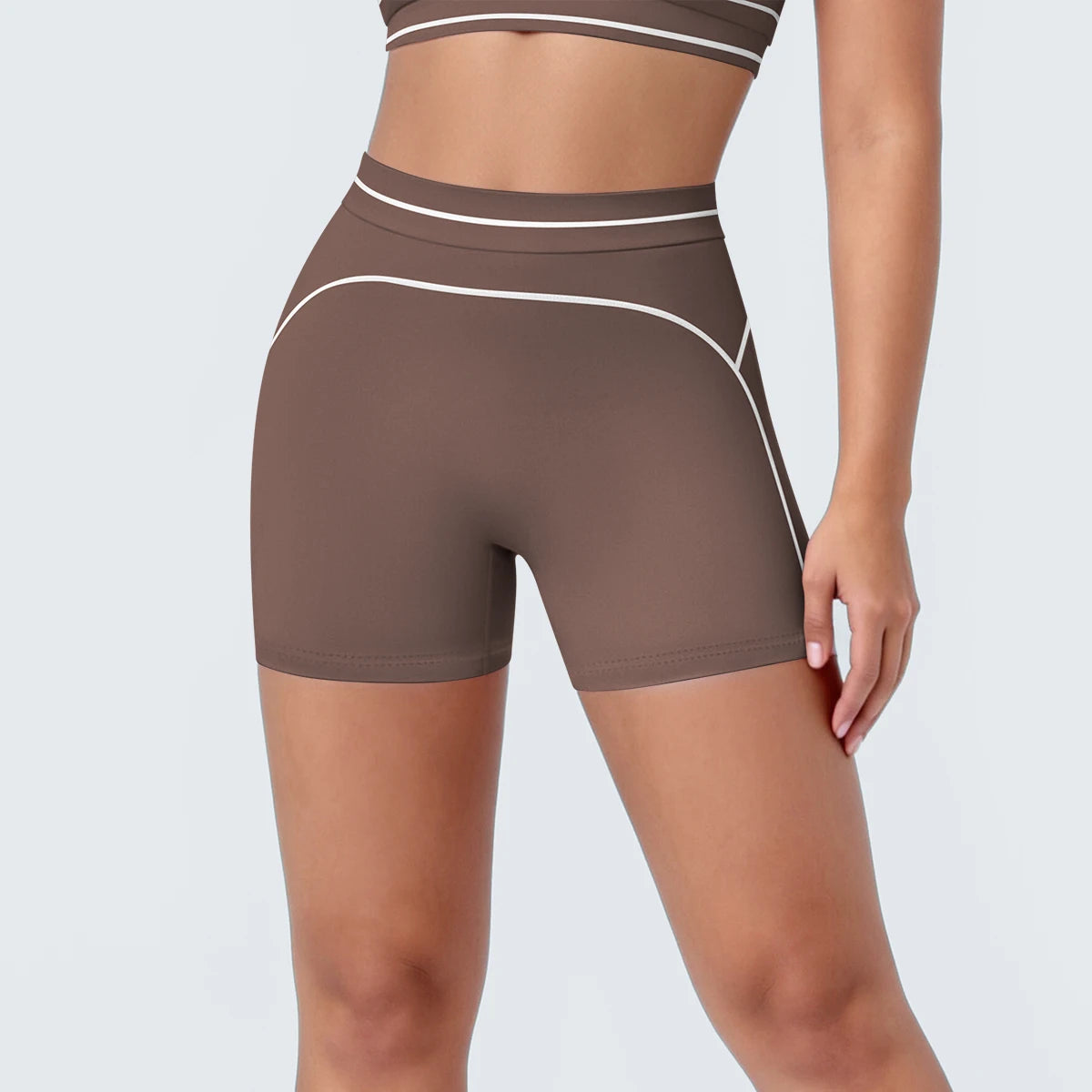 High Waist Stripe Fitness Yoga Shorts for Woman's Quick-Dry Breathable Hip-lifting Summer Gym Running Color Blocking Yoga Shorts