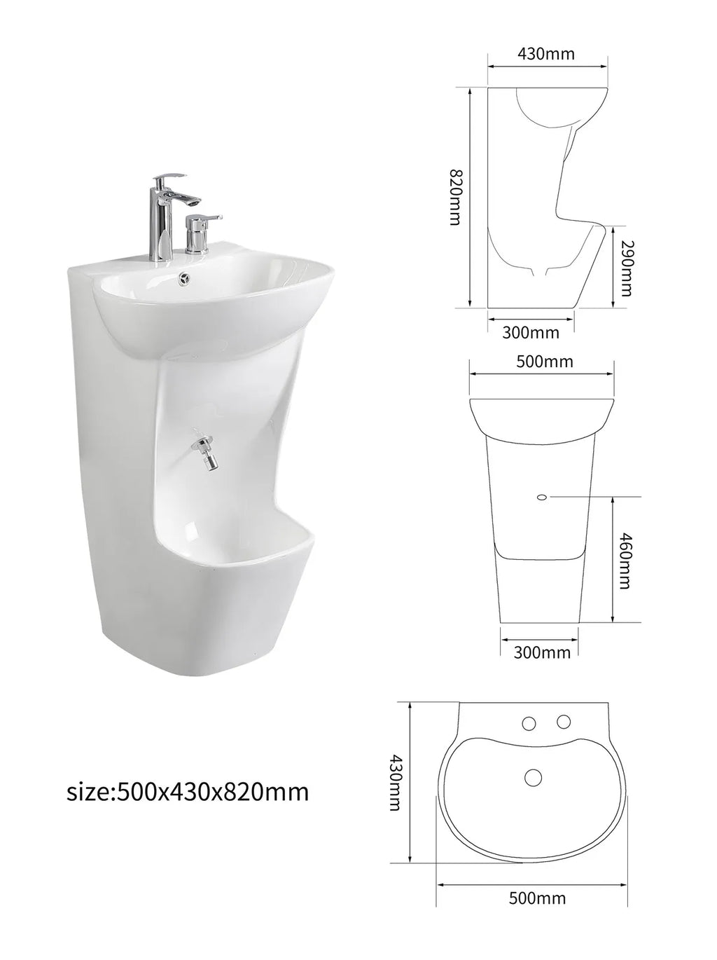 Bathroom Basins Foot Mounted Pedestal Sink White Ceramic Hand and Foot Wash Basin