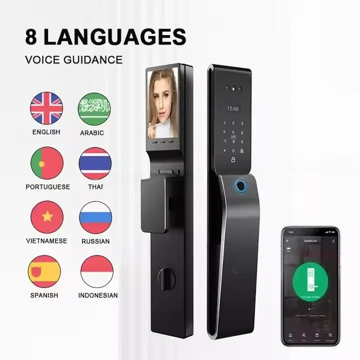 Israel lock Tuya wireless waterproof smart appearance facial recognition digital lock 6085 wooden door biometric fingerprint