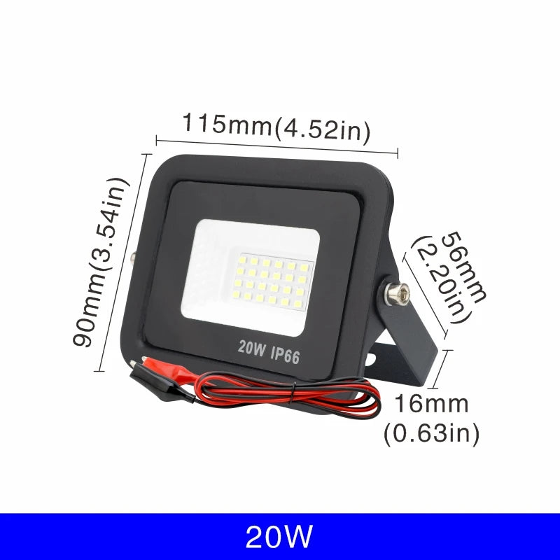 DC12V Led Flood Light 20W 30W 50W 100W Outdoor Floodlight Spotlight IP66 Waterproof Light Reflector Portable 12 Volt Led Lights