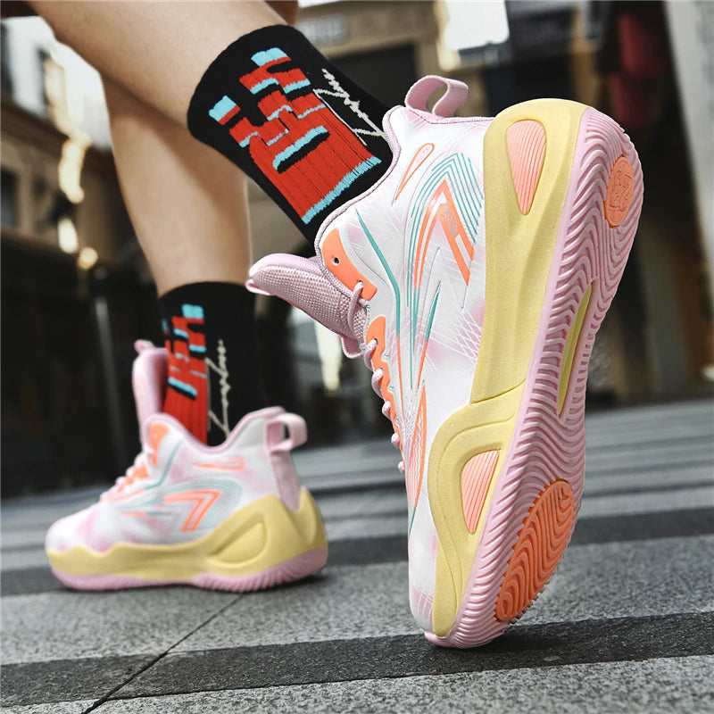 Men's Athletic Basketball Sneakers Breathable Cushioning Non-Slip Wearable Gym Training Running Shoes for Men And Women