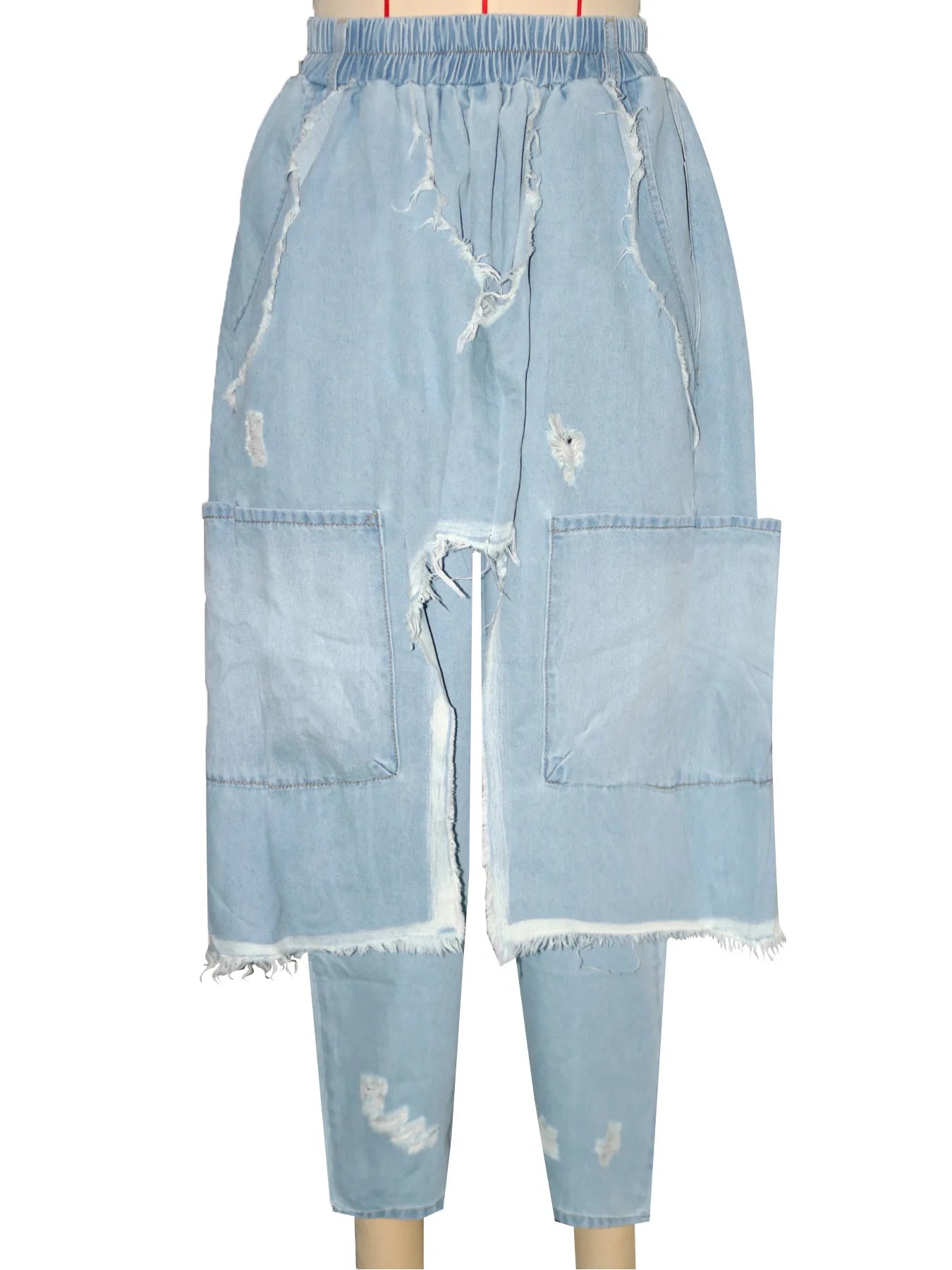 New Vintage Distressed Frayed Ripped Jeans Women's Fashion Loose Harem Pants Casual Hip Hop Streetwear Denim Trousers for Women