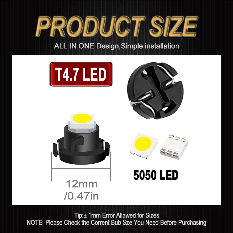 10pcs T3 T4.2 T4.7 T5 LED Car light Bulb Luces LED Para 1 LEDs 2835 5050 SMD Auto Interior Side light