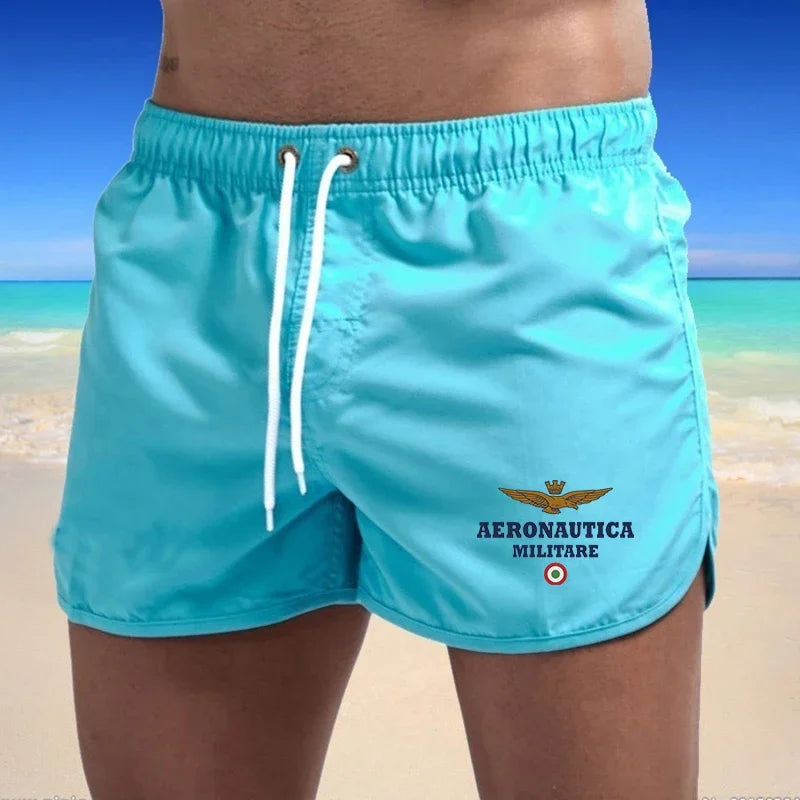 2024 Men's Fashion Printed Swimming Shorts Quick-Drying Beach Suit Breathable Drawstring Pocket