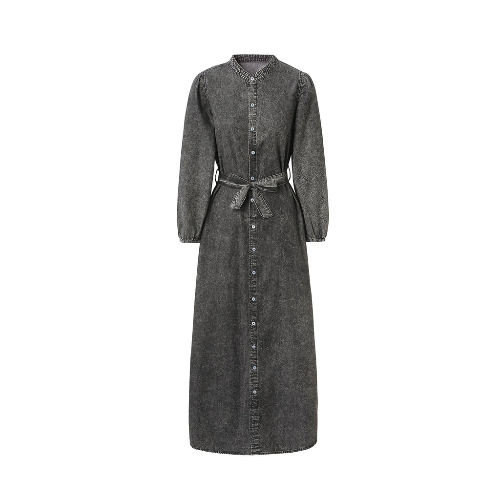 AP SS26 Women Lightweight Denim Dress Cotton Black and Blue Maxi Dress