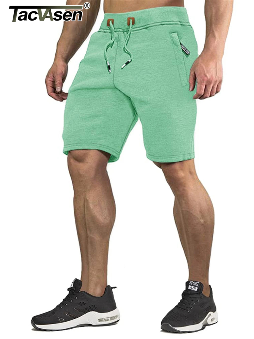 TACVASEN Summer Cotton Running Track Shorts Mens Casual Jogger Shorts Elastic Waist Athletic Workout Zipper Pockets Short Pants