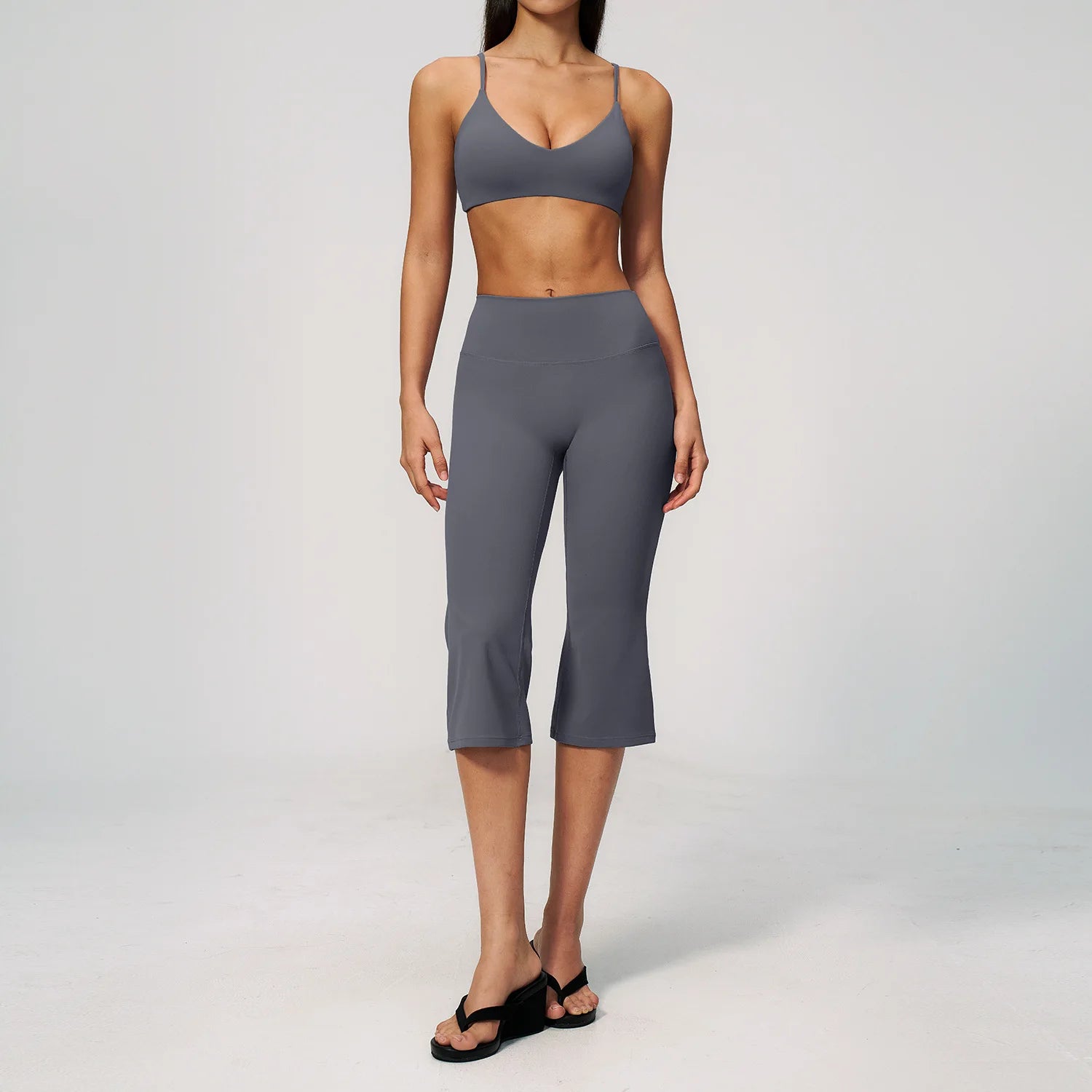 2PCS Yoga Suit Women's Tracksuits Gym Clothes Running Workout Outfits Sports Bra Middle Pants Athletic Wear Female Yoga Clothing