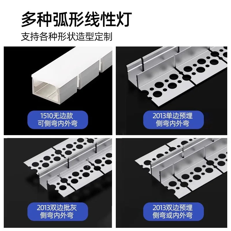 Recessed Bendable Led Aluminum Profile Hidden Ceiling Curved Channel Trimless Soft Cover Wall Floor Decor Linear Strip Light