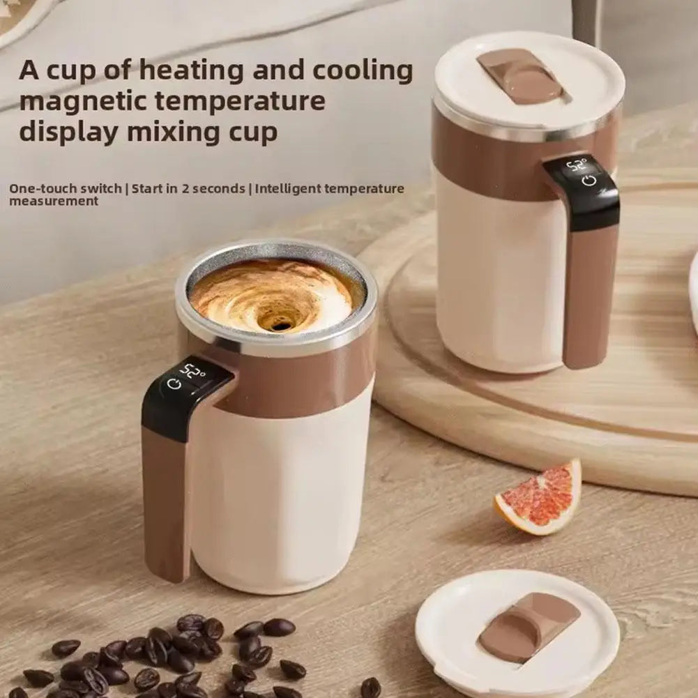 400ML Mixing Cup LED Temperature Display Coffee Cup 316 Stainless Steel Magnetic rotating stirring Milk Coffee Self Stirring Mug