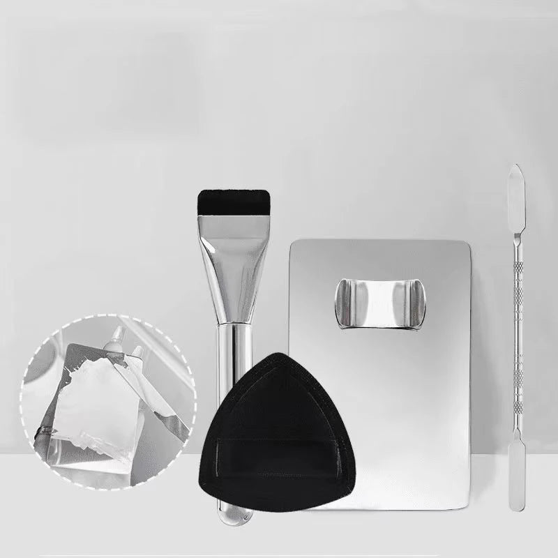 Makeup Foundation Brush Mixing Palette Stainless Steel Foundation Lipstick Eye Shadow Mixer Palette With Spatula MakeUp Tools