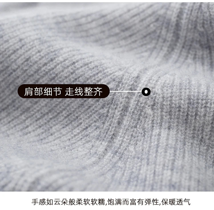 Autumn and Winter 100% Pure Cashmere Cardigan Men's Hoodie Zipper Thick Sweater Loose Plus Size Wool Knitted Sweater Coat