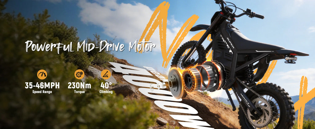 Eskute Nova X Electric Dirt Bike for Teens & Adults, 14"/12" Fat Tire Electric Motorcycle, 48V23AH Battery Nova Ebike 35-46MPH Ebike, Full Suspensions E-Moped for Kids, Teens & Adult