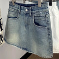 Women's Denim Skirts Vintage High Waisted Slim Fit Washed Jean Mini Skirts for Woman 2025 New Fashion Y2K A-Line Short Skirts