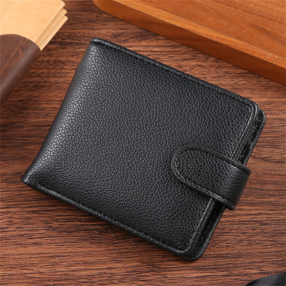 Vintage PU Leather Mens Wallets Solid Sample Style Zipper&Hasp Purse Card Holders Famous Brand High Quality Male Wallet