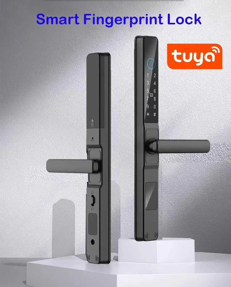 TUYA WIFI Waterproof Smart Door Lock Fingerprint APP Password RFID Card Keyless Digital Electronic Lock Aluminum/Glass Sliding