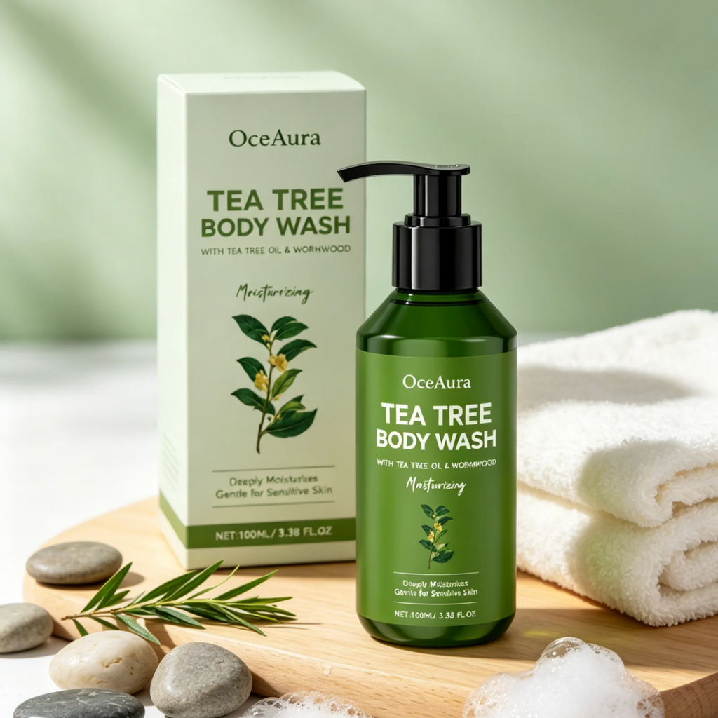 OceAura Tea Tree Body Wash Deep Cleaning Refreshing Skin Moisturizing Soft Skin Friendly Long Lasting Fragrance Shower Gel 100ml