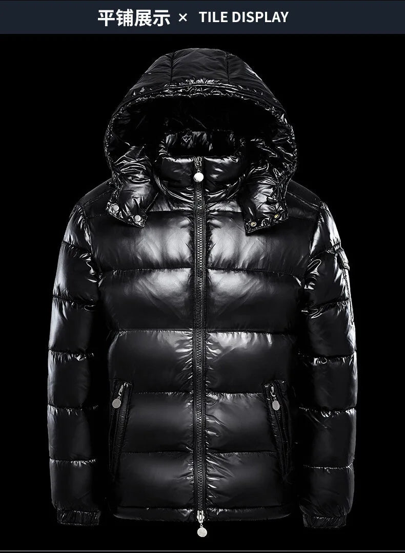 2026 Fashion Waterproof Short Cotton Jackets Men's Black Lightweight Snow Parkas High Quality Glossy Parkas Winter Jackets Male