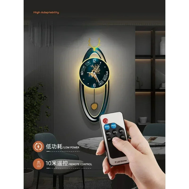 Modern Light Luxury Clock Wall Clock Living Room Creative Simple Home Fashion Atmosphere Wall Wall Clock Lamp Home Decor R8O8C2