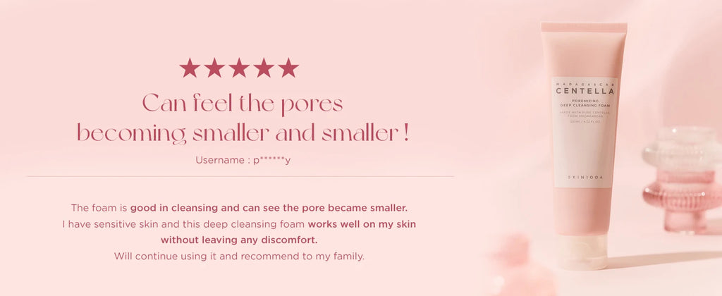 SKIN1004 Poremizing Deep Cleansing Foam Korean Face Cleanser Pink Salt Gentle Exfoliate Soothing Centella Asiatica Face Cleanser