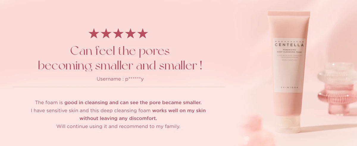 SKIN1004 Poremizing Deep Cleansing Foam Korean Face Cleanser Pink Salt Gentle Exfoliate Soothing Centella Asiatica Face Cleanser