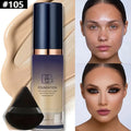 2pcs Face Makeup Set, Includes a Bottle of All in One Foundation and a Black Triangular Powder Puff