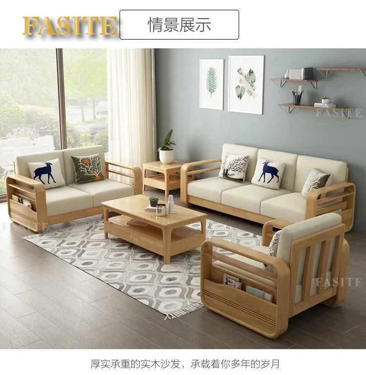Furniture Nordic Solid WooWooden Living Room Simple sehold Turning Divan Small Apartment