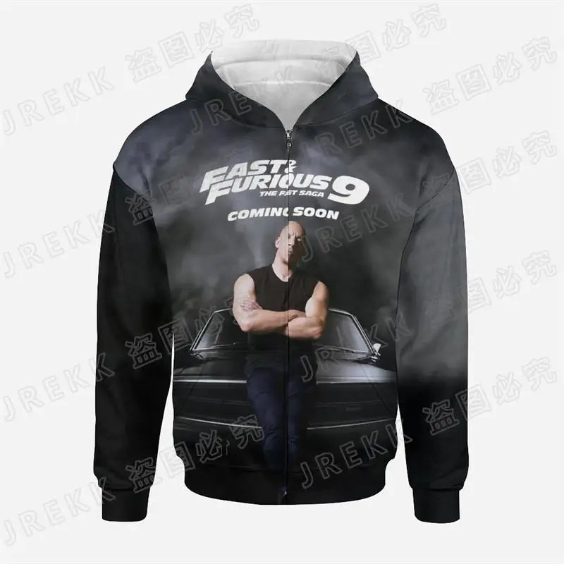 Fast & Furious 3D Print Men Children Zip Hoodie Streetwear Hot Selling Road Racer Style Spring And Autumn Jacket Sweatshirt