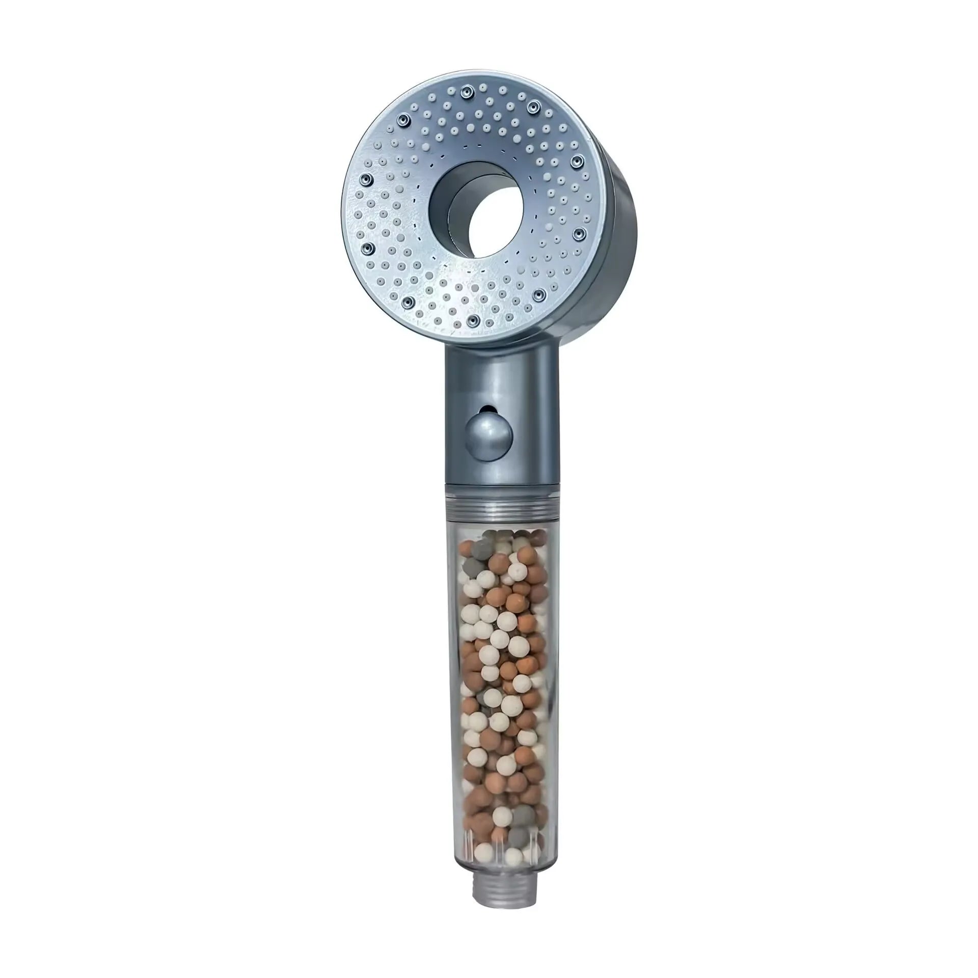5 Modes Pressurized Shower Head with Mineral Ball Filter High Pressure Spray Nozzles Stop Button Showerhead Bathroom Accessories