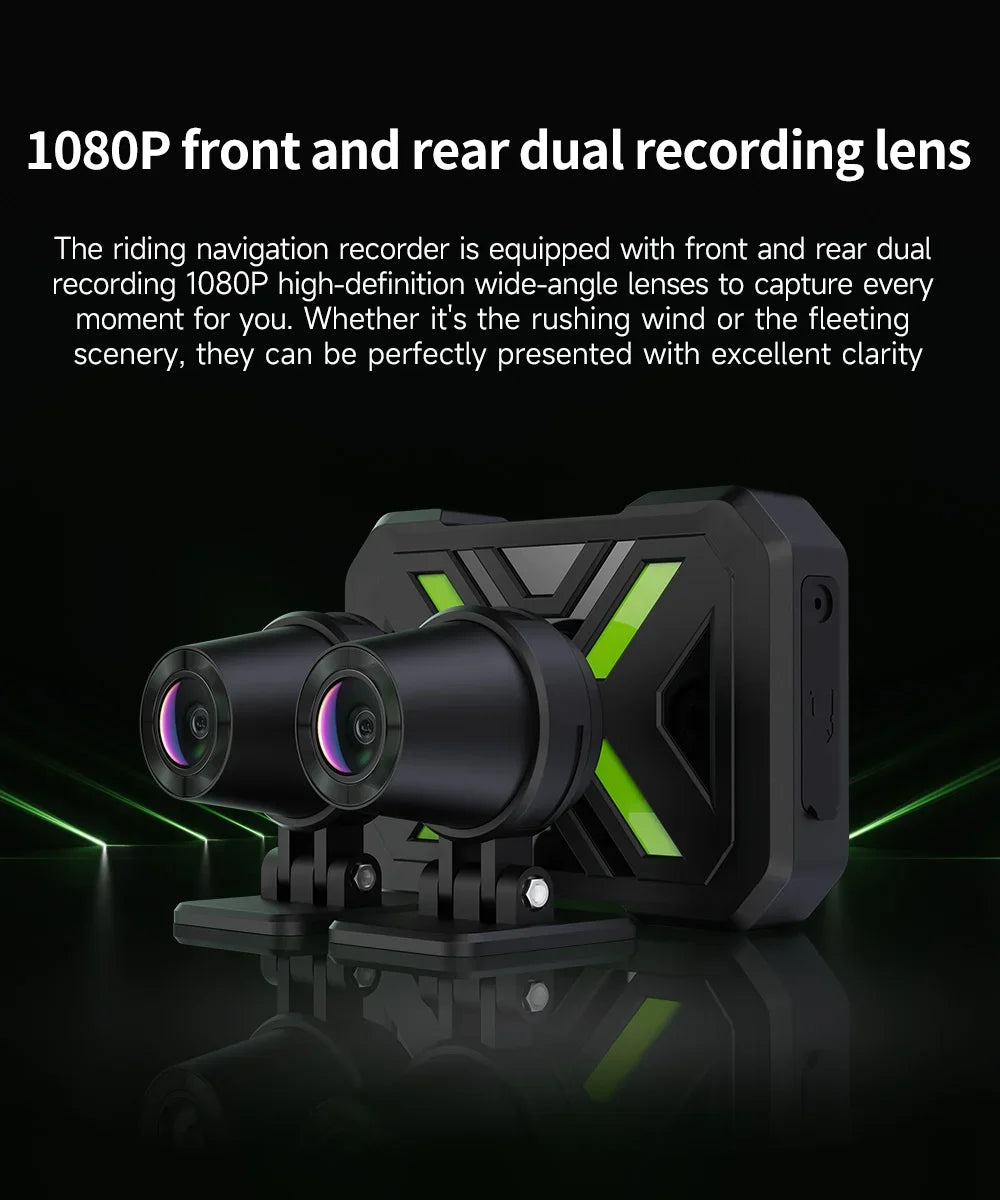 Motorcycle Action Camera Recorder Front & Rearview Waterproof Dual Full Motorcycle DVR Dash Cam Night Vision WiFi Smart Connect