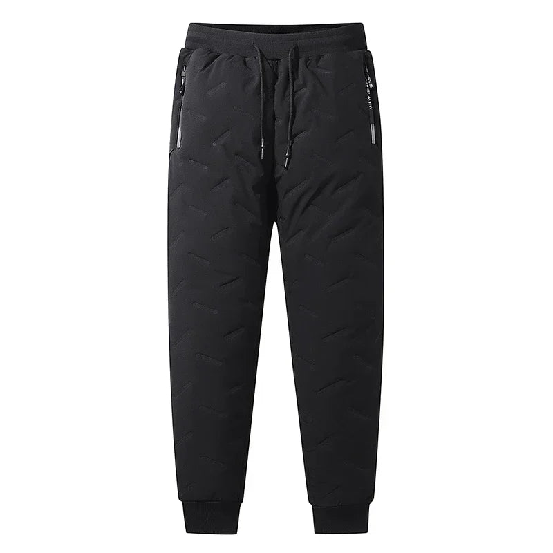 7xl Winter Down Cotton Pants Men's Casual Waterproof Zipper Pocket Thickened Wool Warm Pants Jogger Outdoor Cold-proof Ski Pants