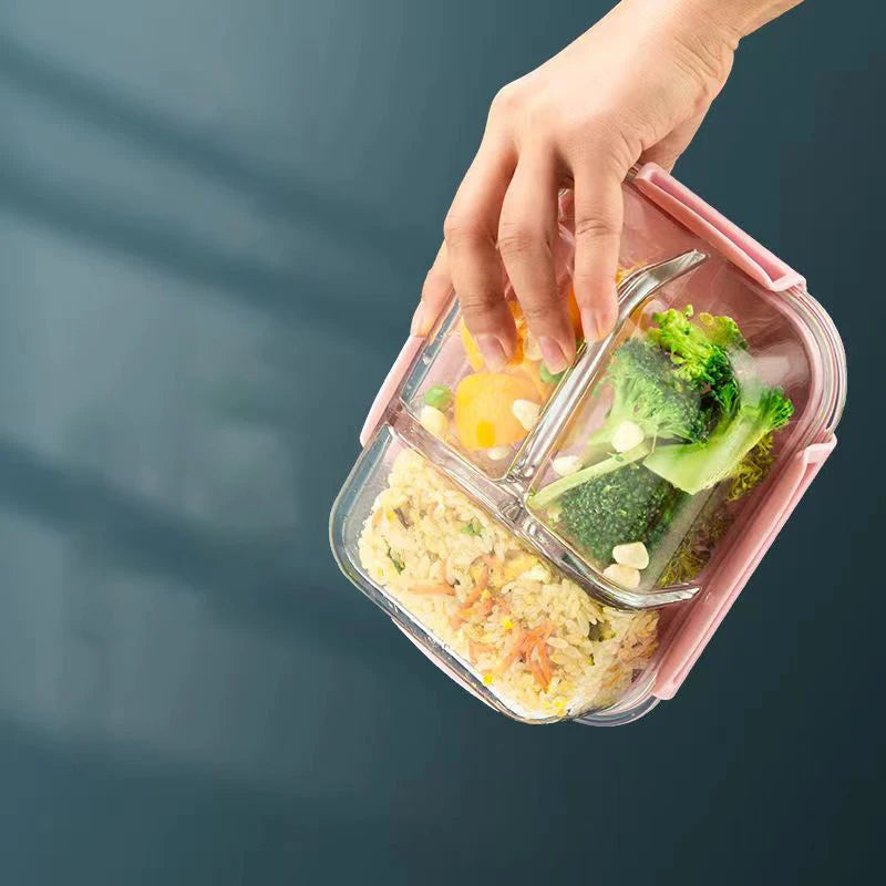High quality Lunch Box Glass 1050ml Food Storage Box Microwave Bento Box school food containers compartment