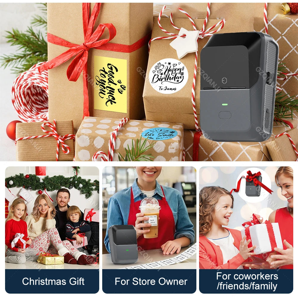 P2 Mini Thermal Label Printer Self-adhesive Food Stickers Bluetooth Maker Pocket Name Price Barcode Business Labeling Machine