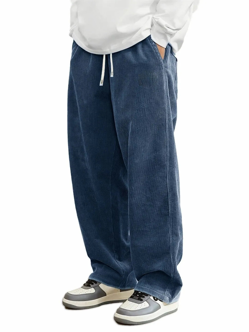 Autumn Winter Warm Motorcycle Jogger Corduroy Pants Men Tech Sweatpants Casual Harem Pants Male Sport Thermal Trousers