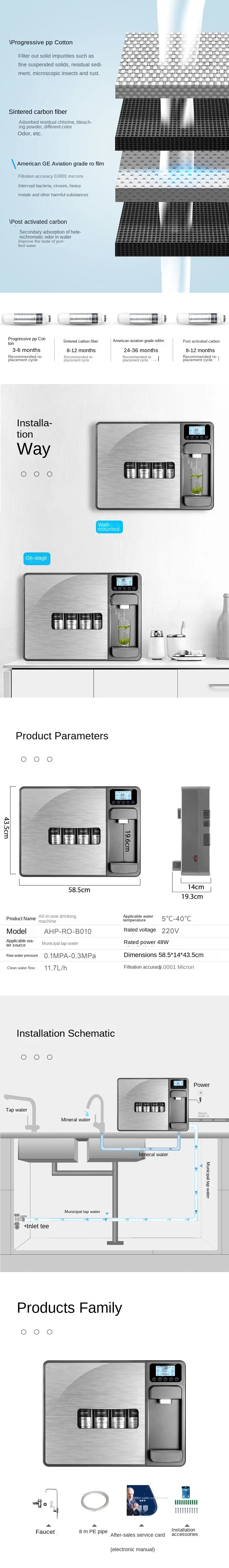Home Appliance Free Installation Countertop Alkaline Water Purifier Dispenser RO Water Filter