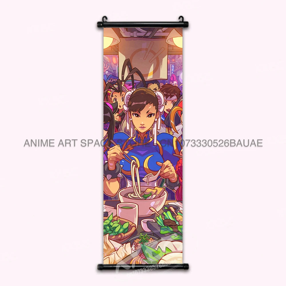 Street Fighter Hanging Painting Fighting Game Wall Artwork Gouken Scrolls Picture Sakura Kasugano Print Canvas Poster Home Decor