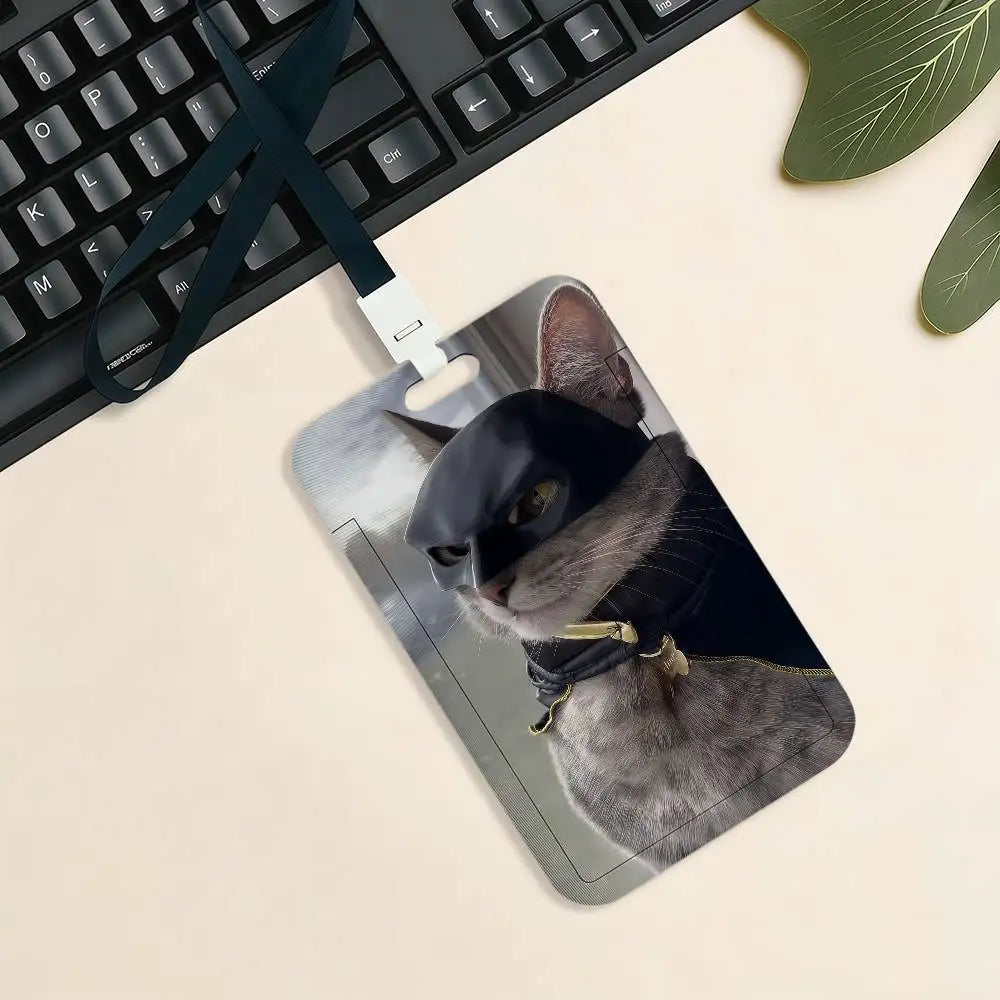 Kitty Cute Cat Meme Funny Card Holder Cardcase Bank Credit Student ID Subway Work Permit Badge Holder Door Card