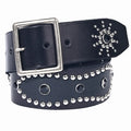 Men's Fashion 4.5cm Wide Genuine Leather Belt First Layer Cowhide Imitation Turquoise Inlay Rivet Punk Belt For Jeans