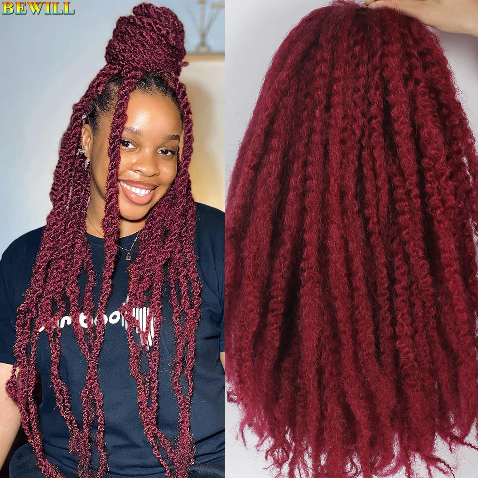 18 Inch 1-6 Packs Marley Twist Crochet Hair Black Brown to Blonde Synthetic Afro Marley Ombre Braiding Hair for Faux Locs Braids
