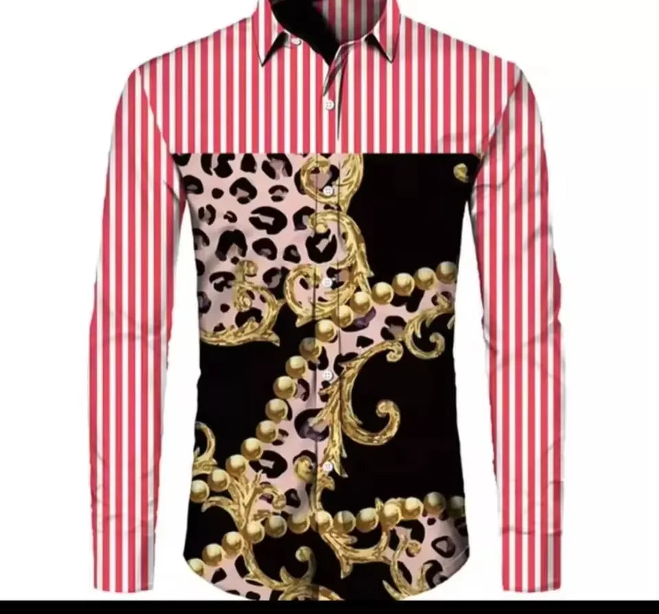 Stylish Baroque Long-sleeved Shirt Neo-retro Pattern Mens Casual Shirt Print Comfortable Breathable Camisas Mangas Largas Hombre
