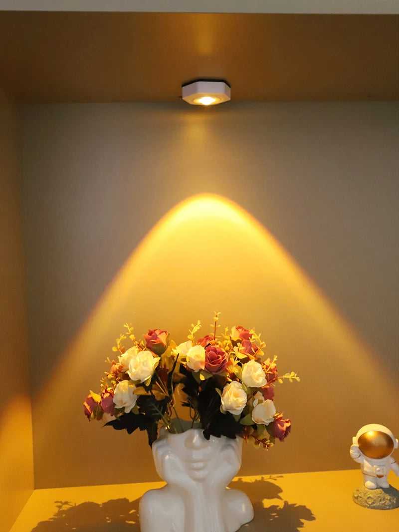 Creative Hexagonal Cat Eye Under Cabinet Light Sunset Red Projection Sunset Lamp Battery Powered Touch LED Decorative lights