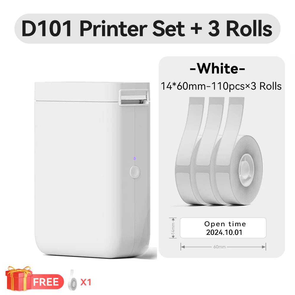 Niimbot D101 Thermal Label Printer Wireless Pocket Barcode Maker Inkless 10-25mm Width Mobile Sticker Printer for Office Home