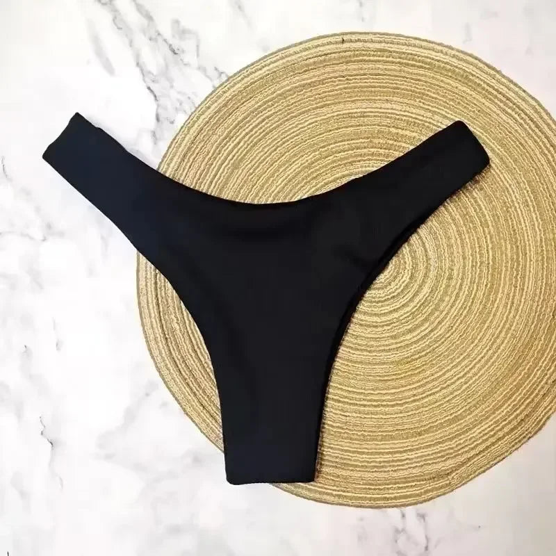 Sexy Bikini Bottoms Women's 2025 Swimsuit Low Waisted Bottom Solid Color Swimwear Thong Beachwear Brazilian Bathing Suit Summer